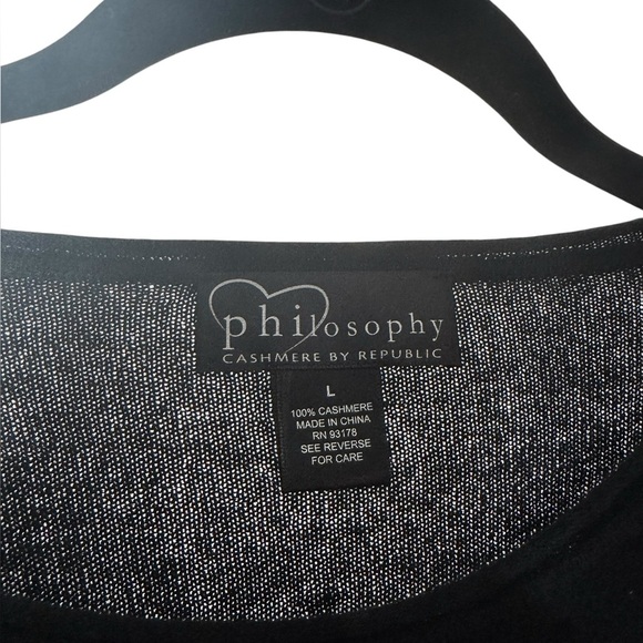 Philosophy By Republic 100% Cashmere Asymmetrical Black Pullover Large - Picture 6 of 11
